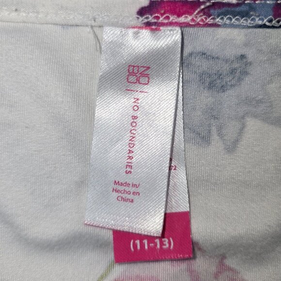 No Boundaries White Floral Knit Dress Sz Large (11-13) V Neck 3/4 Ruffle Sleeve - Picture 3 of 7